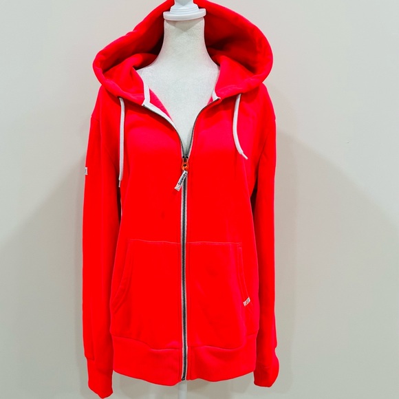 Superdry Athletics Japan‎ Womens Athletic Full Zip Hoodie Sweatshirt Size L Pink - Picture 1 of 11